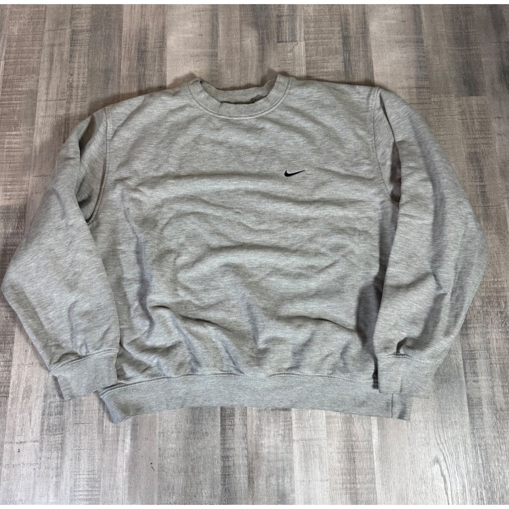 Y2K Vintage Nike Crewneck Sweatshirt Men's Gray Swoosh Logo Size Medium